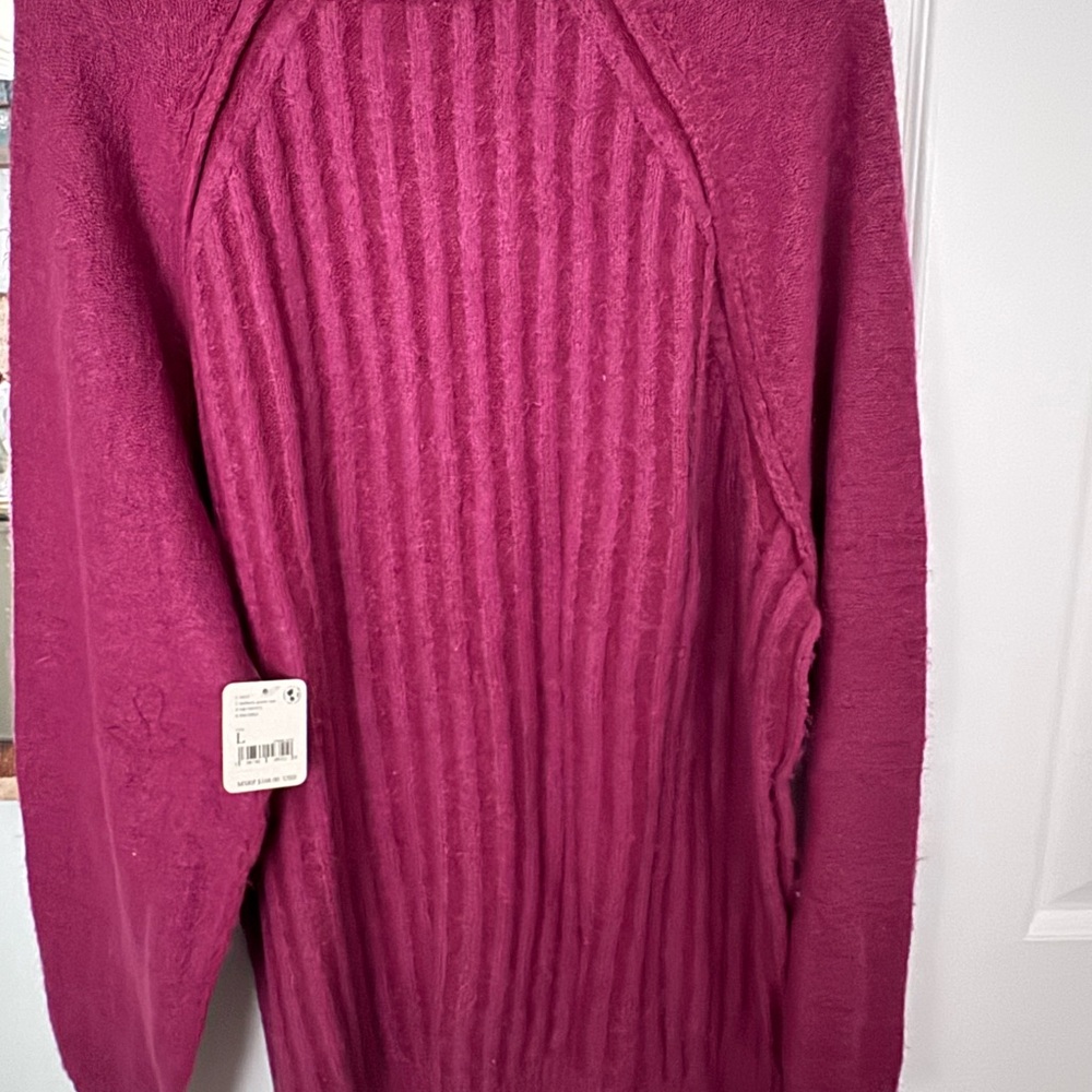 Free People Ribbed Cowl Neck Sweater - Deep Raspberry - Picture 2 of 4